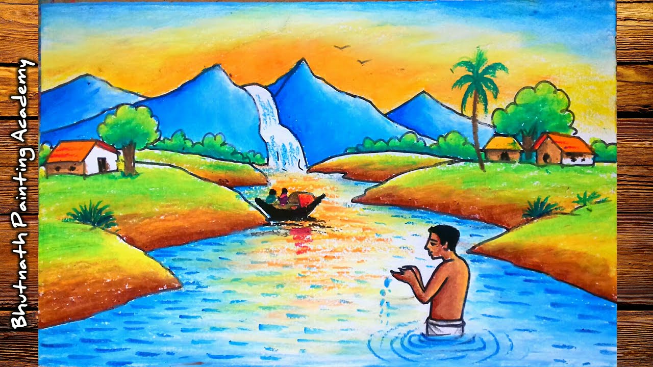 ganga utsav river festival drawing||jeevan dayani nadi chitra ...