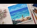 A Girl walking on beach / Easy acrylic painting for beginners / PaintingTutorial
