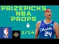 PRIZEPICKS NBA PLAYER PROPS 1/14