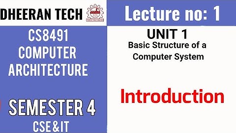 CS8491|COMPUTER ARCHITECTURE|DHEERAN TECH|UNIT 1 INTRODUCTION