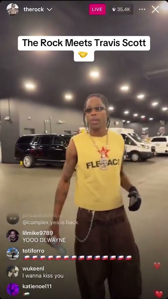 The Rock made his WWE return and met Travis Scott backstage ?