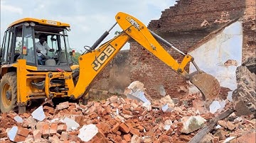 JCB 3DX Backhoe Loader Breaking Full Old House | Powerful Demolition Work and Heavy Machine Action