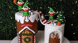 Cute Elves Santa's Workshop Christmas CAKE! | Amazing Holiday Cake Decorating Ideas