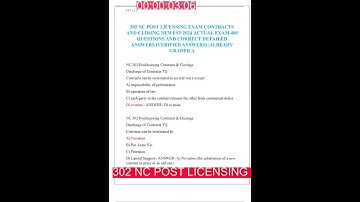 302 NC POST LICENSING EXAM CONTRACTS AND CLOSING NEWEST 2025 ACTUAL EXAM 400 QUESTIONS AND CORRECT D