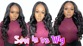 60 Second Sew In ? 24 Inch Body Wave V Part Wig  ft Nadula Hair