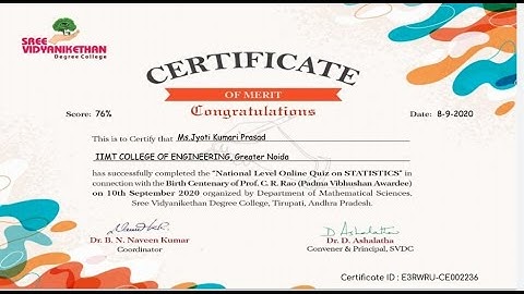 National level online quiz on Statistics ||Free E-certificate within 2 minutes ||Online quiz 2020