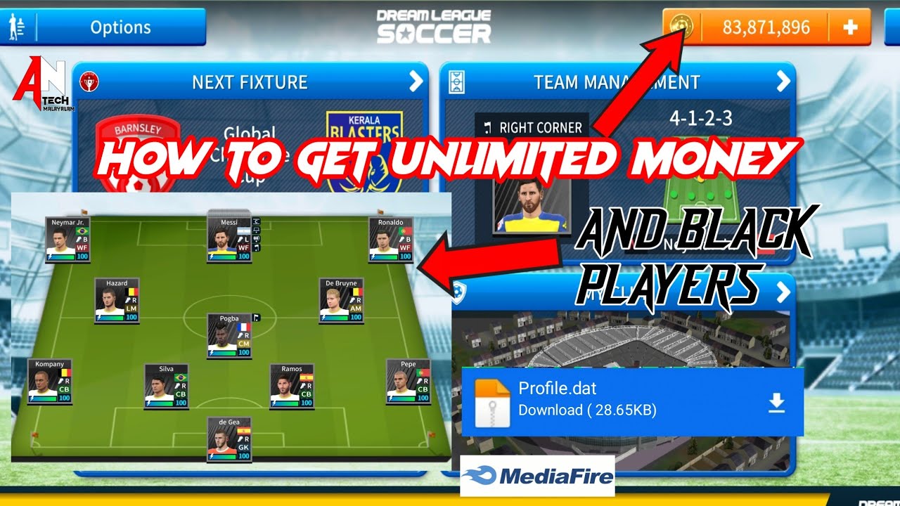 How to get unlimited money and black players || dls 19 || AN TECH MALAYALAM.