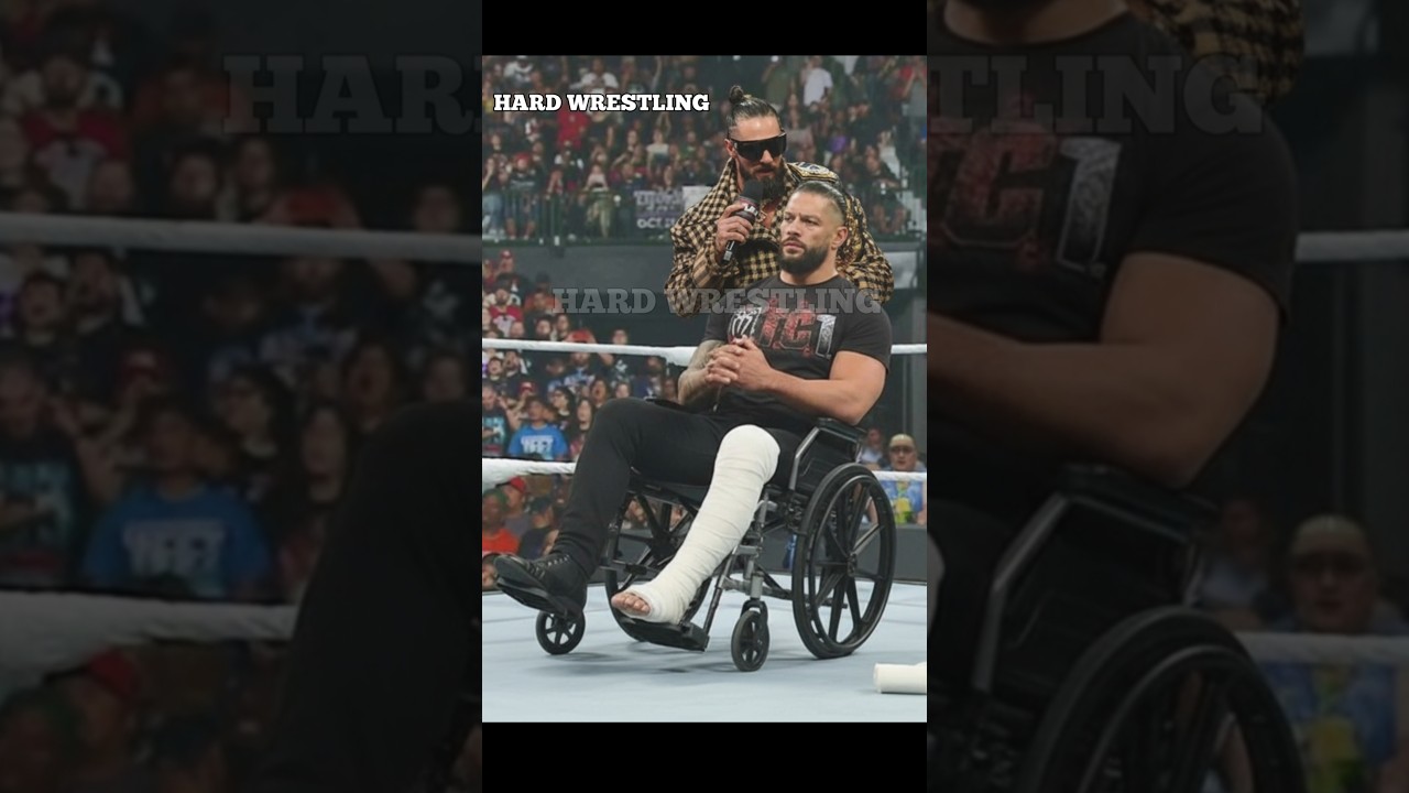 Wrestlers carrying Roman Reigns on a stretcher. 