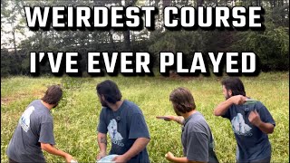 Playing one of the weirdest Disc Golf courses I’ve ever seen! 100 subscriber giveaway announcement!