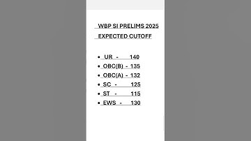 WBP SI CUTOFF 2025 PRELIMS #wbp