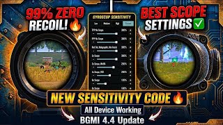 BGMI 4.4 NEW SENSITIVITY CODE 🔥 99% ZERO RECOIL + BEST SCOPE SETTINGS 2026 ✅