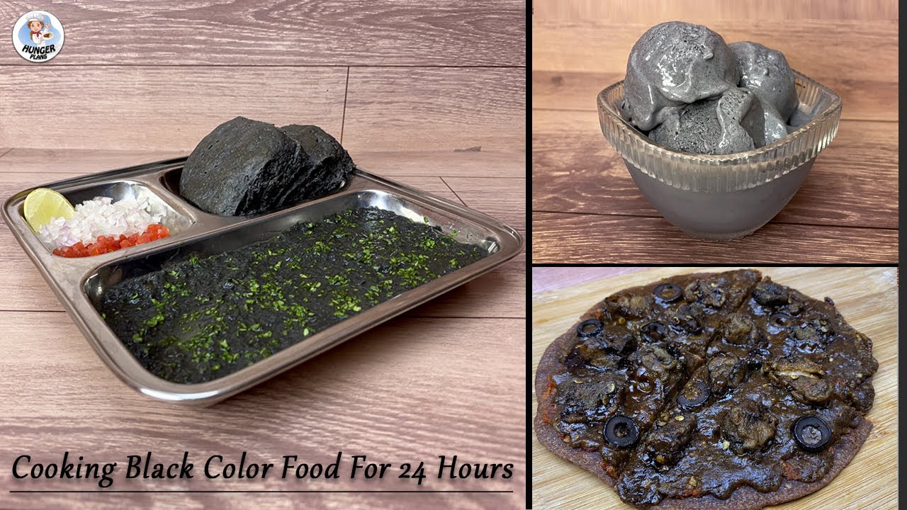 I Only Ate BLACK FOOD For 24 Hours Challenge | Cooking BLACK FOOD For 24 Hours | Hunger Plans