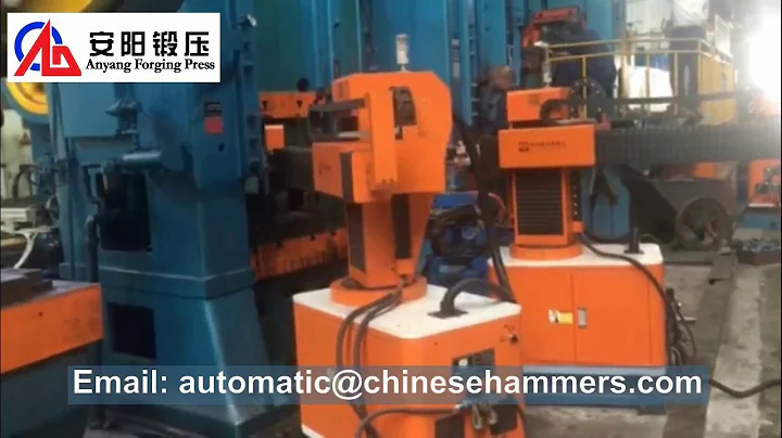 Automatic forging press and ring rolling line produce gear ring with robot