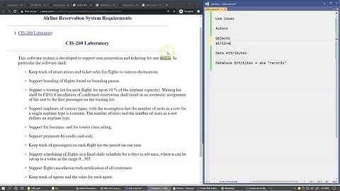 6.2 Actors, Use Cases, and objects, Airline Reservation System
