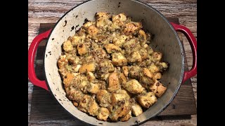 New England Bread Stuffing (made in cast iron)