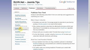 Activate the FeedCount in FeedBurner Control Panel