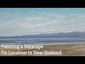 Painting a Seascape on location - narrated time-lapse with tips for mixing sky blues & sand colours