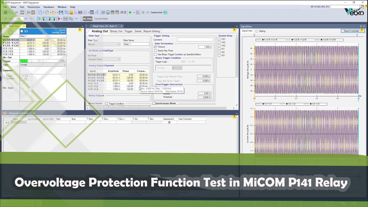 Overvoltage Protection Function Test in P141 Relay RELAY TESTER