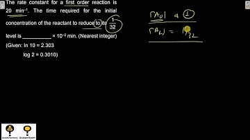 The rate constant for a first order reaction is 20 min⁻¹. The time required for the initial concentr