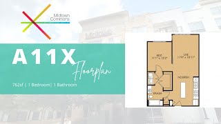 A11X | 762sf 1 Bedroom Floorplan - Black Granite