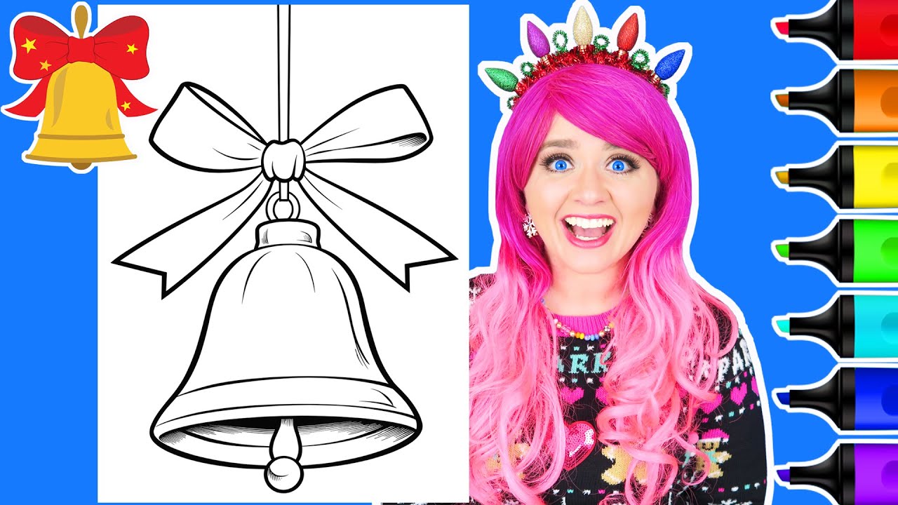 Coloring a Christmas Bell Coloring Page | Kimmi The Clown Festive ...