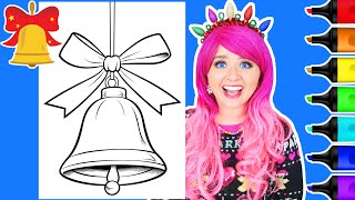 Coloring a Christmas Bell Coloring Page | Kimmi The Clown Festive Friends Christmas Coloring Book