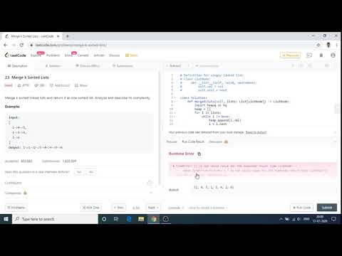 Merge k Sorted Lists Leetcode Solution | Python