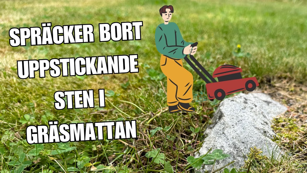 SPRÄCKER BORT UPPSTICKANDE STEN I GRÄSMATTAN