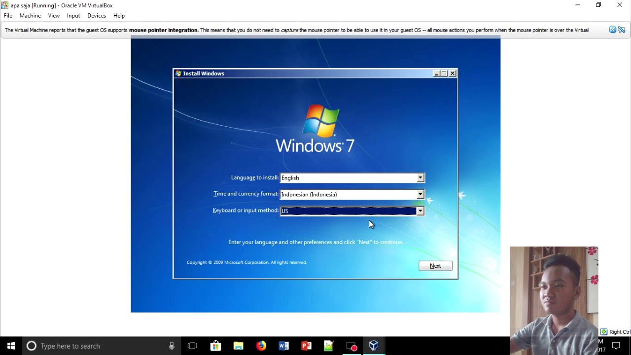 Tutorial cara menginstall Windows 7 di virtual box - YouTube