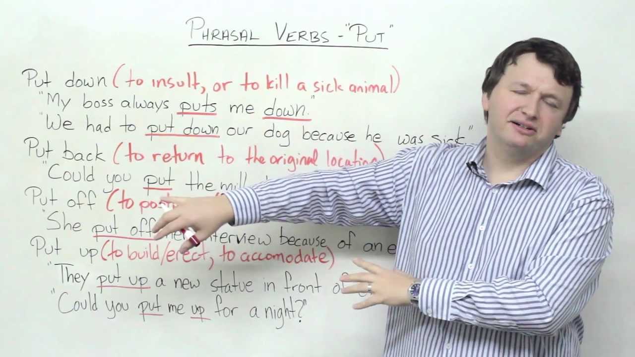 ⁣'Put' in Phrasal Verbs - put down, put back, put off, put up