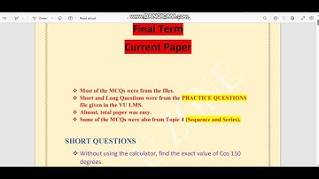 MTH100 Final Term Current Paper | MTH100 Final Term Preparation | Important MCQs and Questions