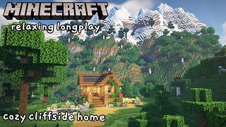Minecraft Relaxing 1.18 Longplay - Building a Cozy Cliffside Home (No Commentary)