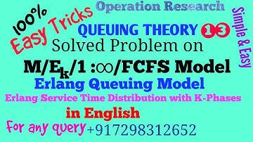 Solved Problem on M/Ek/1 : infinity/FCFS Queuing Model |Erlang Queuing Model in English Queuing