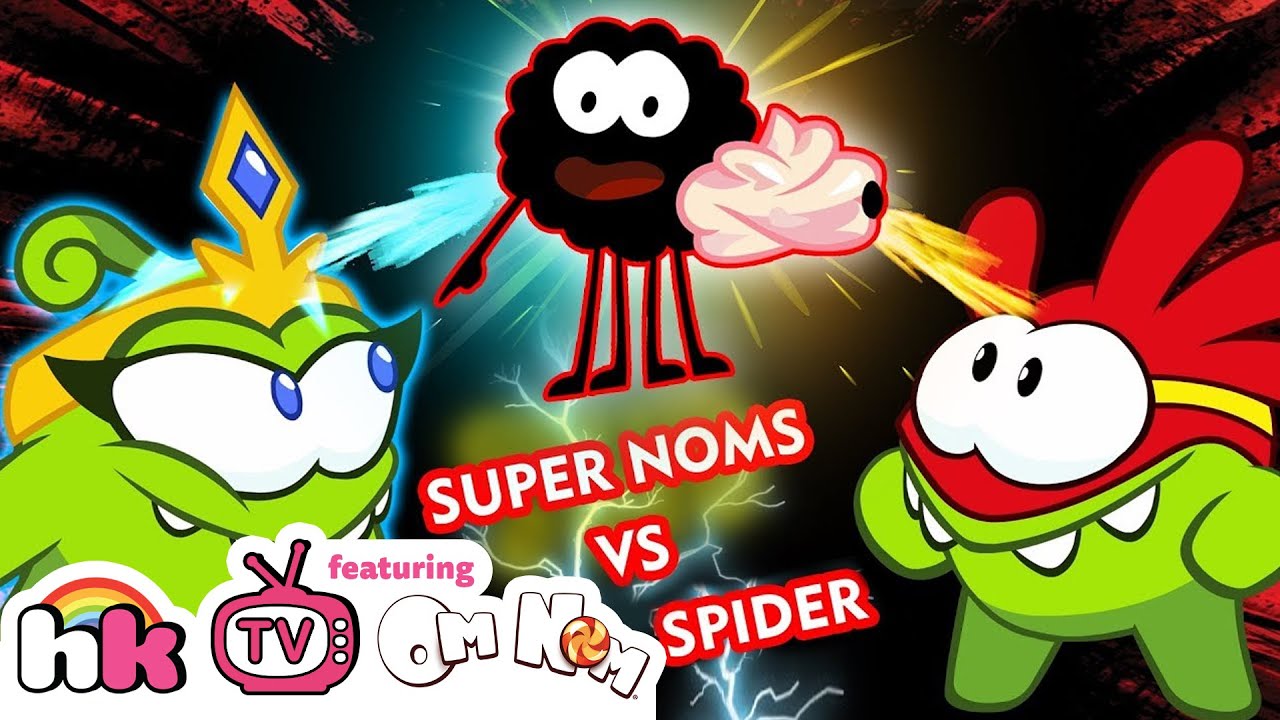 Om Nom Stories: SUPER NOMS VS SPIDER | Funny Cartoons for Children by HooplaKidz TV
