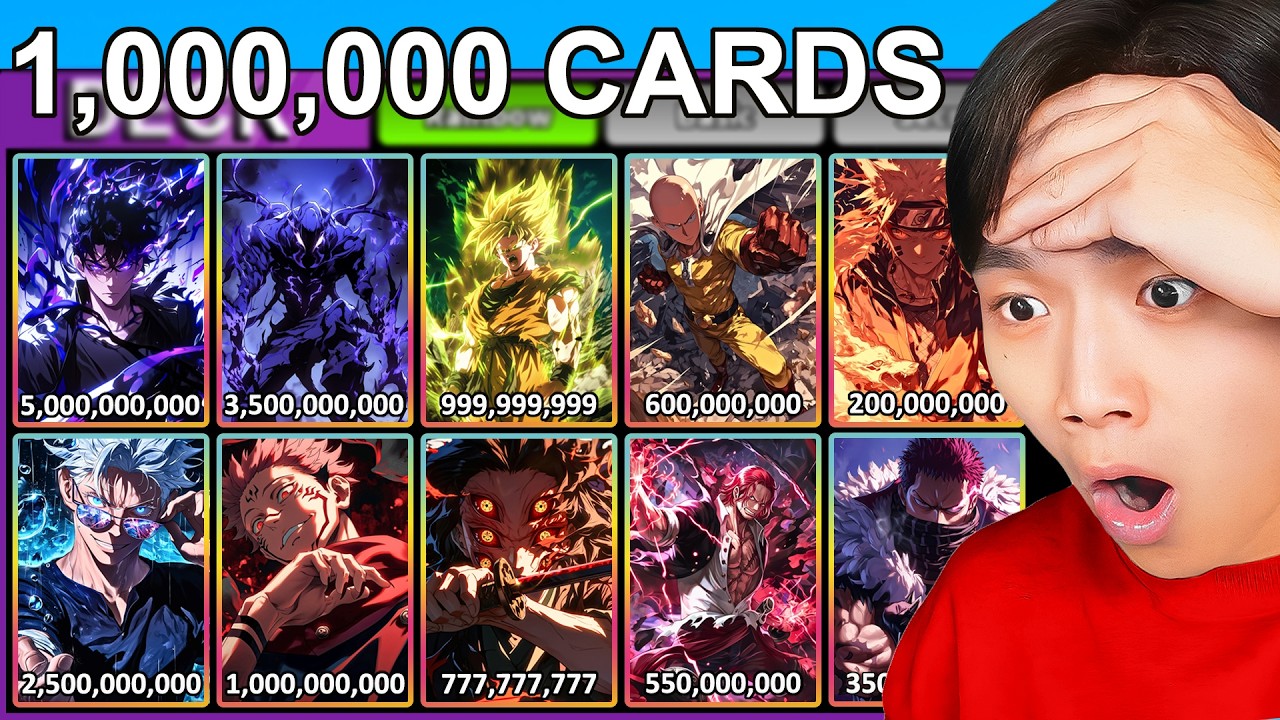 Открываю 1 000 000 наборов с IMPOSSIBLE аниме-карточками в Roblox