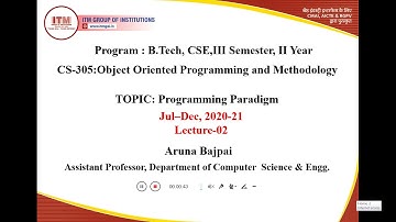 CS- 305 OOPM PROGRAMMING PARADIGM B.TECH II YEAR
