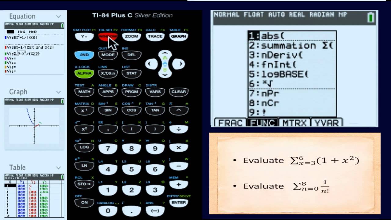 Summation Notation On A Graphing Calculator Graphing Calculator Graphing Notations