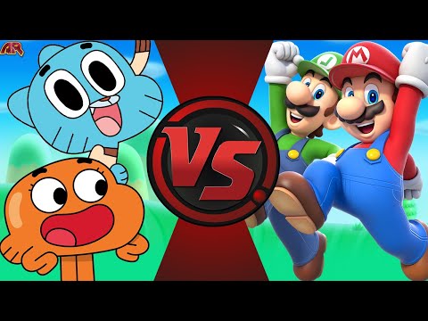 mario-and-luigi-vs-gumball-and-darwin!-(amazing-world-of-gumball-vs-mario-meme)-cartoon-fight-club