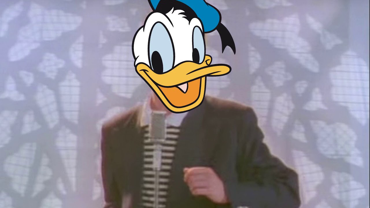 Donald Duck (trying) to sing Rick Astley's "Never Gonna Gi...