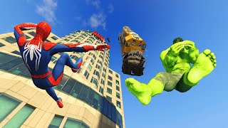 GTA 5 Spiderman vs Hulk Jumping Off Highest Buildings (Fails & Ragdolls)