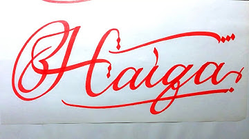Haiqa Name Signature Calligraphy Status | How to Cursive write with cut Marker #haiqa @haiqa