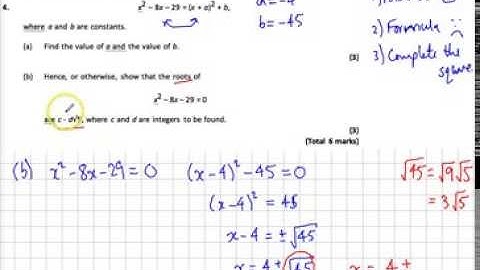 Core Maths C1 Quadratics Q4 Completing the square & Solving