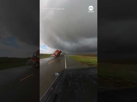 Semi-truck slams into oncoming vehicle in Nebraska as strong storms hit heartland.