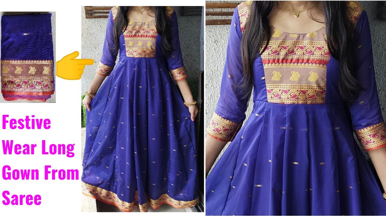 Buy Blue Viscose Crepe Round Embroidered Saree Gown For Women by Vivek  Patel Online at Aza Fashions.