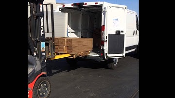 Dodge Promaster Low Roof Cargo Van using Swivel Loading Ramp With Fork Lift for easy loading