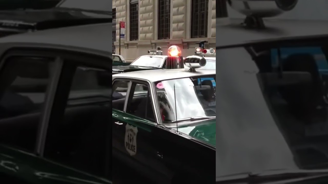 Vintage police cars with sirens & lights in NYC!