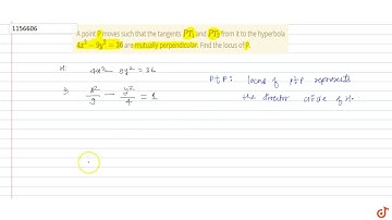 A point P moves such that the tangents `PT_1` and `PT_2` from it to the hyperbola `4x^2 - 9y^2