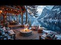 Snowy Winter Piano Music Ambience Riverside Porch Winter Campfire Nature Sounds 