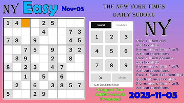 The New York Times Daily Sudoku 2025-11-05 Easy