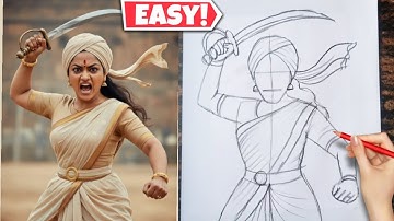 How to draw Jhansi ki Rani Laxmi Bai Drawing